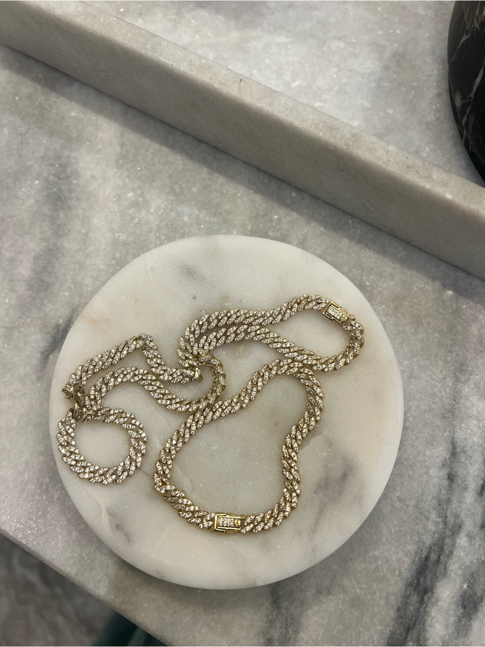 14k Gold Pave Cuban Link matching Necklace and bracelet - Elegant Women Jewelry